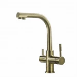 ALABAMA Antyczny Mosiądz Blue Water - Bateria kuchenna trójdrożna