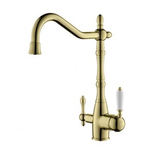 SAXO Złoty połysk Blue Water - Bateria kuchenna trójdrożna