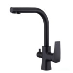 TIVOLI Czarny Mat Blue Water - Bateria kuchenna trójdrożna