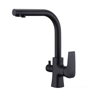 TIVOLI Czarny Mat Blue Water - Bateria kuchenna trójdrożna