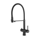 TUSAR Czarny Mat Blue Water - Bateria trójdrożna z wyciąganą wylewką