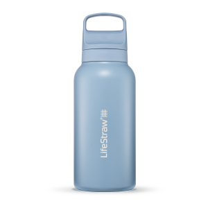 LifeStraw Go 2.0 Steel Icelandic Blue 1L — Biała stalowa butelka z filtrem membranowo-węglowym