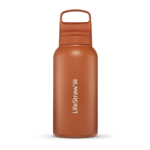 LifeStraw Go 2.0 Steel Kyoto Orange 1L — Pomarańczowa butelka turystyczna z filtrem membranowym