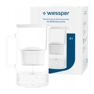 Szklany dzbanek filtrujący WESSPER D2 BOROSILICATE 3L BIAŁY z filtrem Aquamax